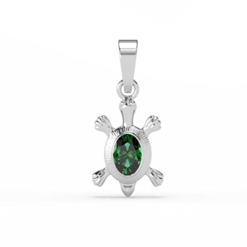 Clara Pure 925 Sterling Silver Good Luck Tortoise Turtle Men Pendant Without chain | Gift for Men & Boys |Religious, Platinum Plated, Swiss Zircon