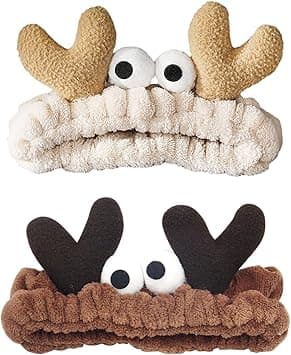 2 Pieces Cartoon Hair Ties Elastic Hair Ties Face Wash Hair Ties Cute Plush Hair Ties Girls Hair Ties Facial Makeup Hair Ties