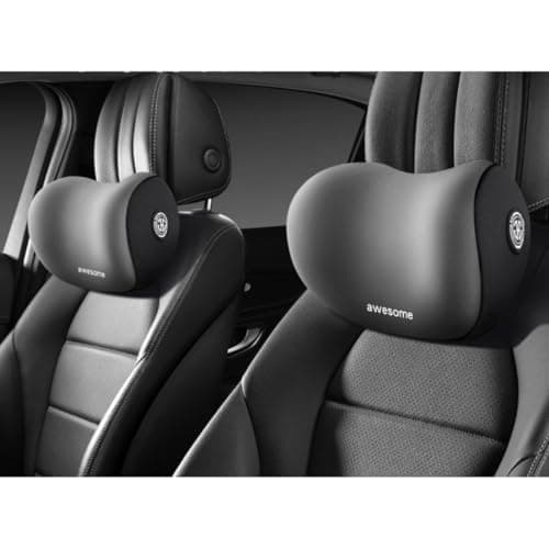 CRENTILA Car Neck Pillow,Neck Pain Relief for Long Drive Car Seat Back Head Rest Memory Foam for Driving with Adjustable Strap,and Breathable Removable Cover (Pillow) (Black)