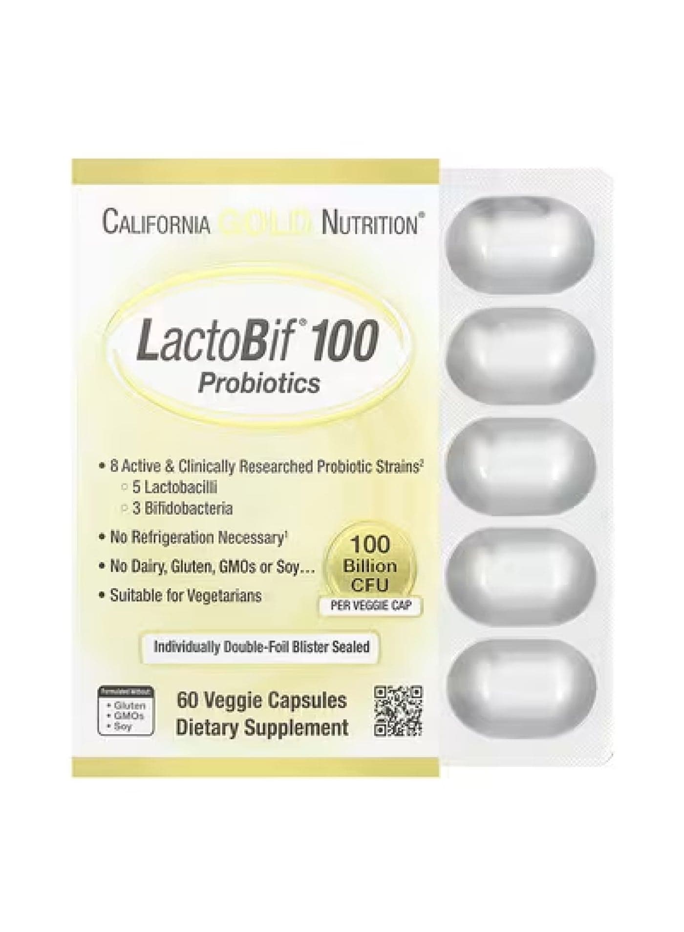 LactoBif® 100 Probiotics, 100 Billion CFU, 60 Veggie Capsules