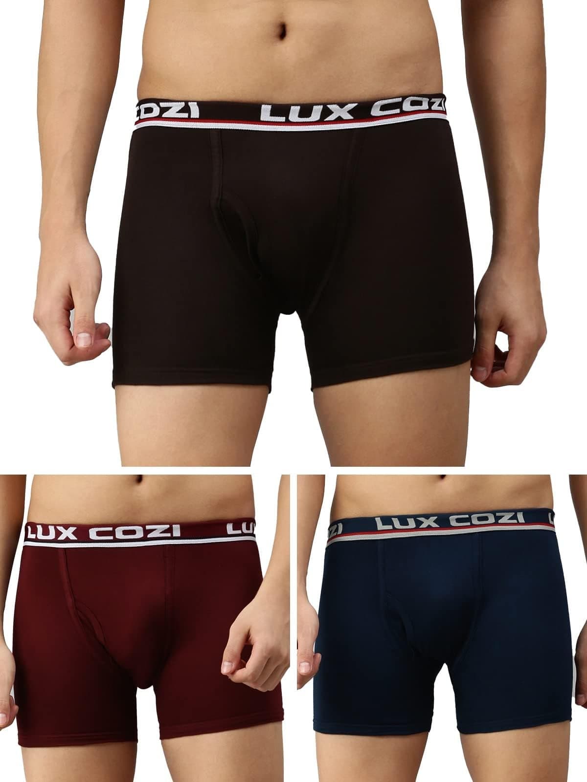 Lux Cozi Men's Cotton Boxers (Pack of 3) (8904209873002_COZI_BIGSHOT_LONGS_95_Assorted) (Color & Prints May Vary)