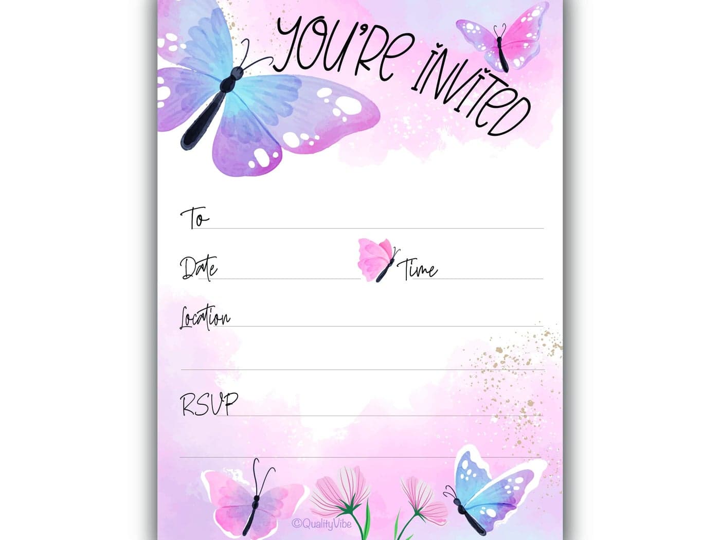 25 Butterfly Invitations With Envelopes Fill In Style Youre Invited Baby Showers Bridal Showers Outdoor Spring Parties Thick Non Coated Cardstock For Use With Any Pen