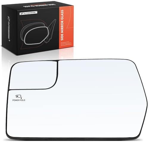A-Premium Left Driver Side Heated Mirror Glass with Backing Plate - Compatible with Ford F-150 F150 2011 2012 2013 2014 - Exterior Side View Flat Mirror with Spotter Glass, Without Auto-Dimming