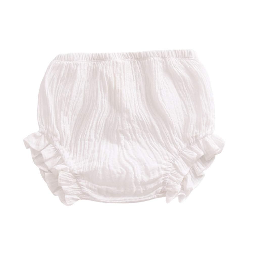 Newborn Toddler Baby Girls Kids Cotton Linen Bloomer Shorts Diaper Cover White 912M