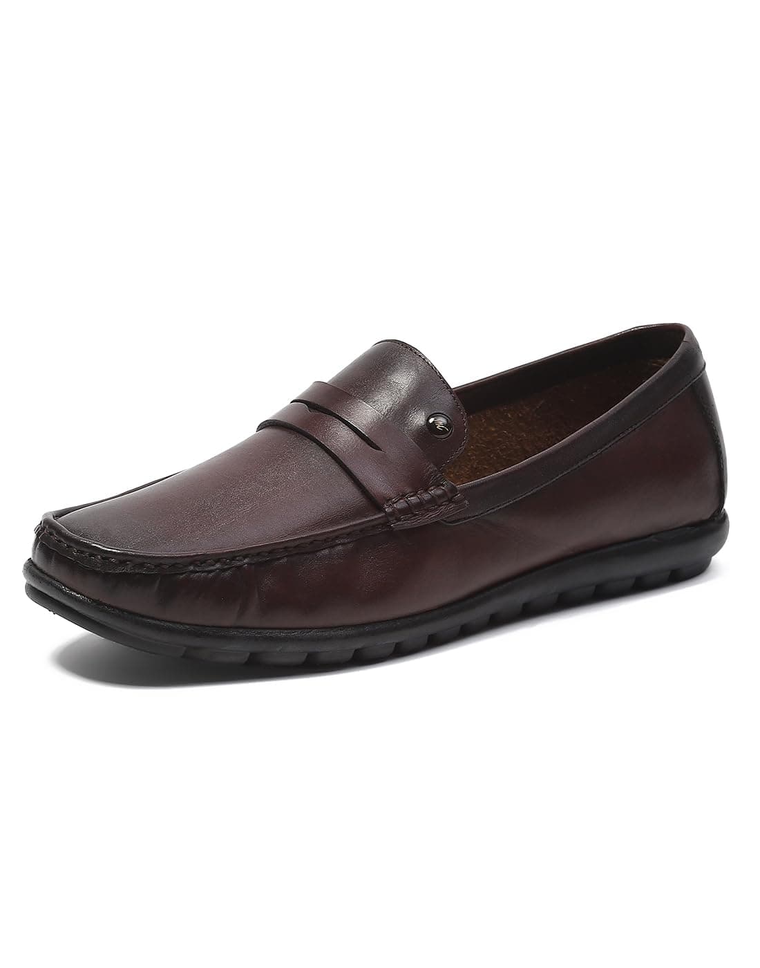 Monte Carlo Mens Brown Solid Slip on Genuine Leather Loafers (201819FW-1-6)