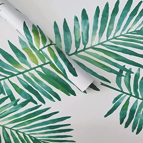 ELTON Waterproof Peel and Stick Floral Wallpaper, Self-Adhesive Vinyl Wall Covering for Bedroom, Living Room Bathroom Cabinet, Countertop (45 x 300 cms, Havana Palm Leaves)