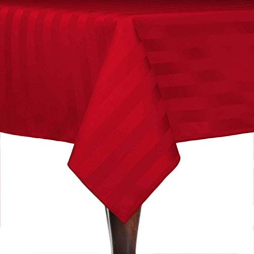 ATOOTFUSION Microfiber Seater Satin Strip Dining Table Cover | Table Cloth (Marroon, 6 Seater)