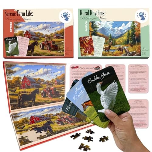 QUOKKA 100 Piece Dementia Puzzles for Elderly Large Piece Activities Products for Seniors 3 Alzheimers Jigsaw Puzzle Games for Adults Picturesque Views Cognitive Gifts for Men and Women