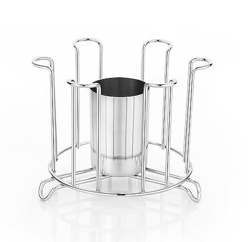 iSTAR Stainless Steel Glass And Spoon Tabletop Organizer/Glass Stand/Glass Holder For Kitchen Dining Table, Tiered Shelf, Medium