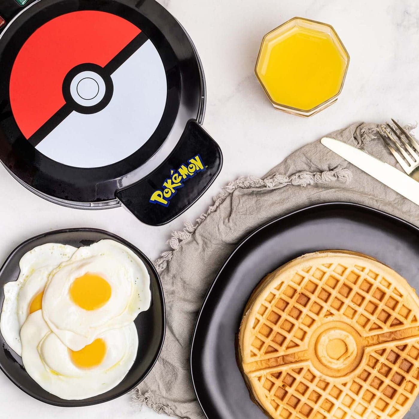 Uncanny Brands Pokmon Waffle Maker Make Pokball Waffles at home Fun Kitchen Appliance NonStick Easy to Clean