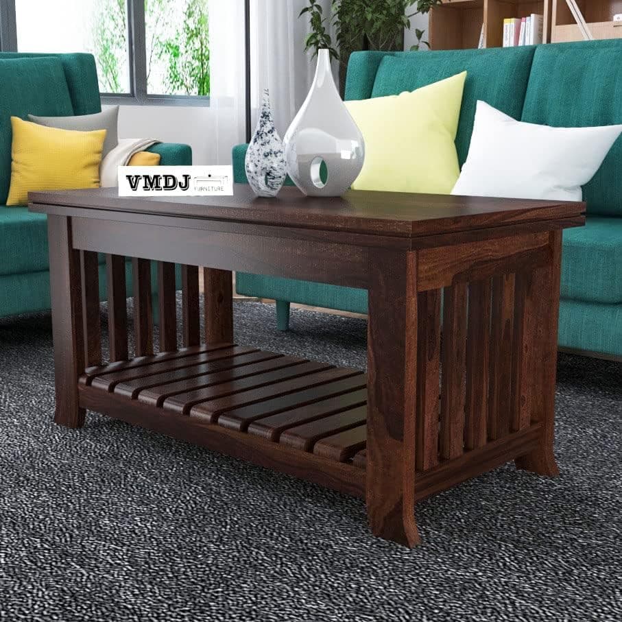 VMDJ FURNITURE Wooden Rectangular Wooden Top Coffee Centre Table for Living Room (Coffee Table)