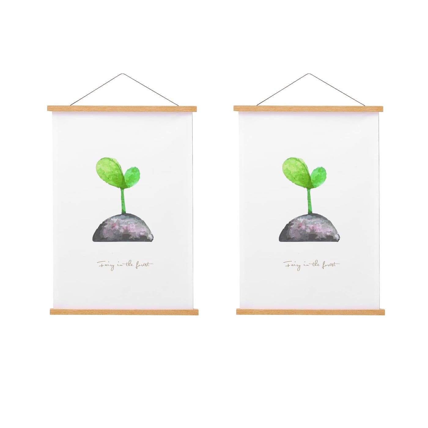 FALAMON 2 Pack Magnetic Poster Hanger Frame9x11 9x27 9x12 9x13 Teak Wood Magnet Poster Frame for Hanging Posters Prints Photos Pictures Maps Scrolls and Canvas Artwork