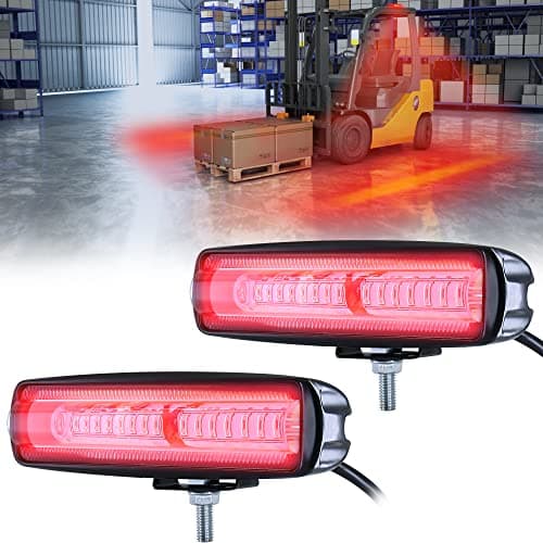 eTzone New 15 LED Forklift Safety Lights - Red, 30W DC 12-80V Warehouse Warning Lights - 2 Pack