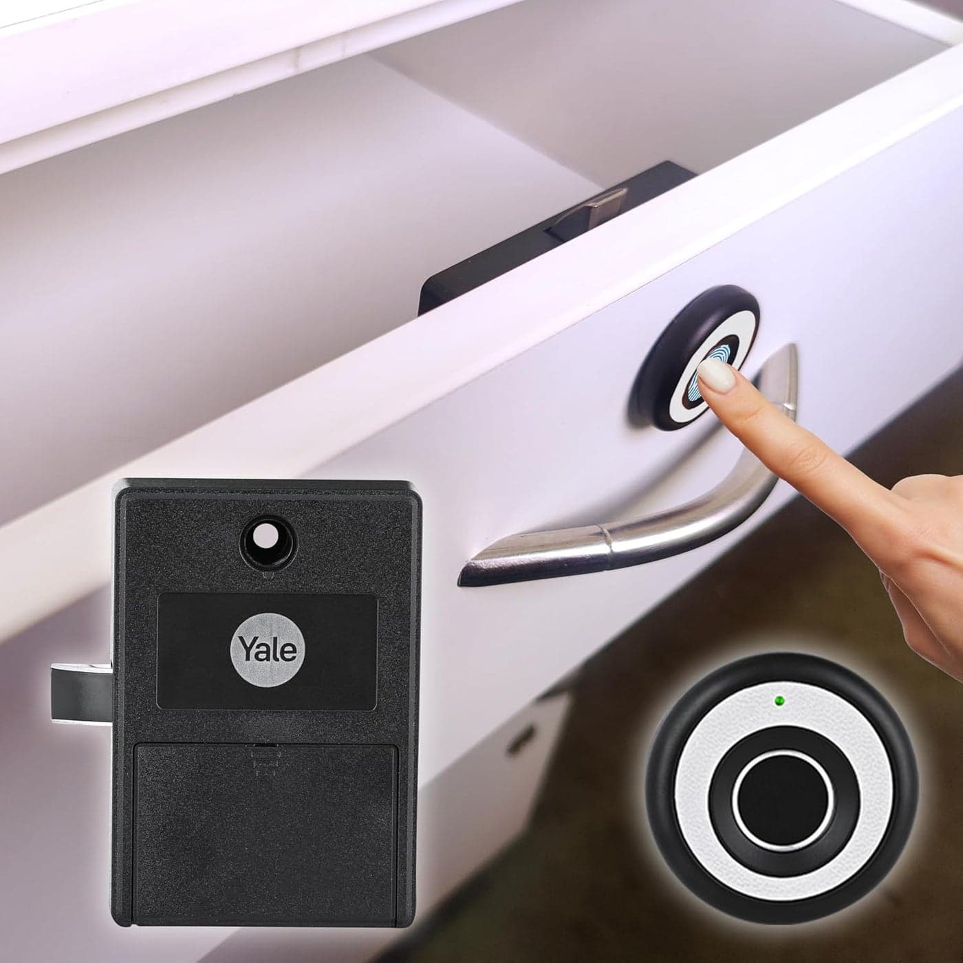 Yale Premium FingerprintBiometric Wardrobe Lock for Cabinets Wardrobe Almirah for Home Office Finish Ivory Material Zinc
