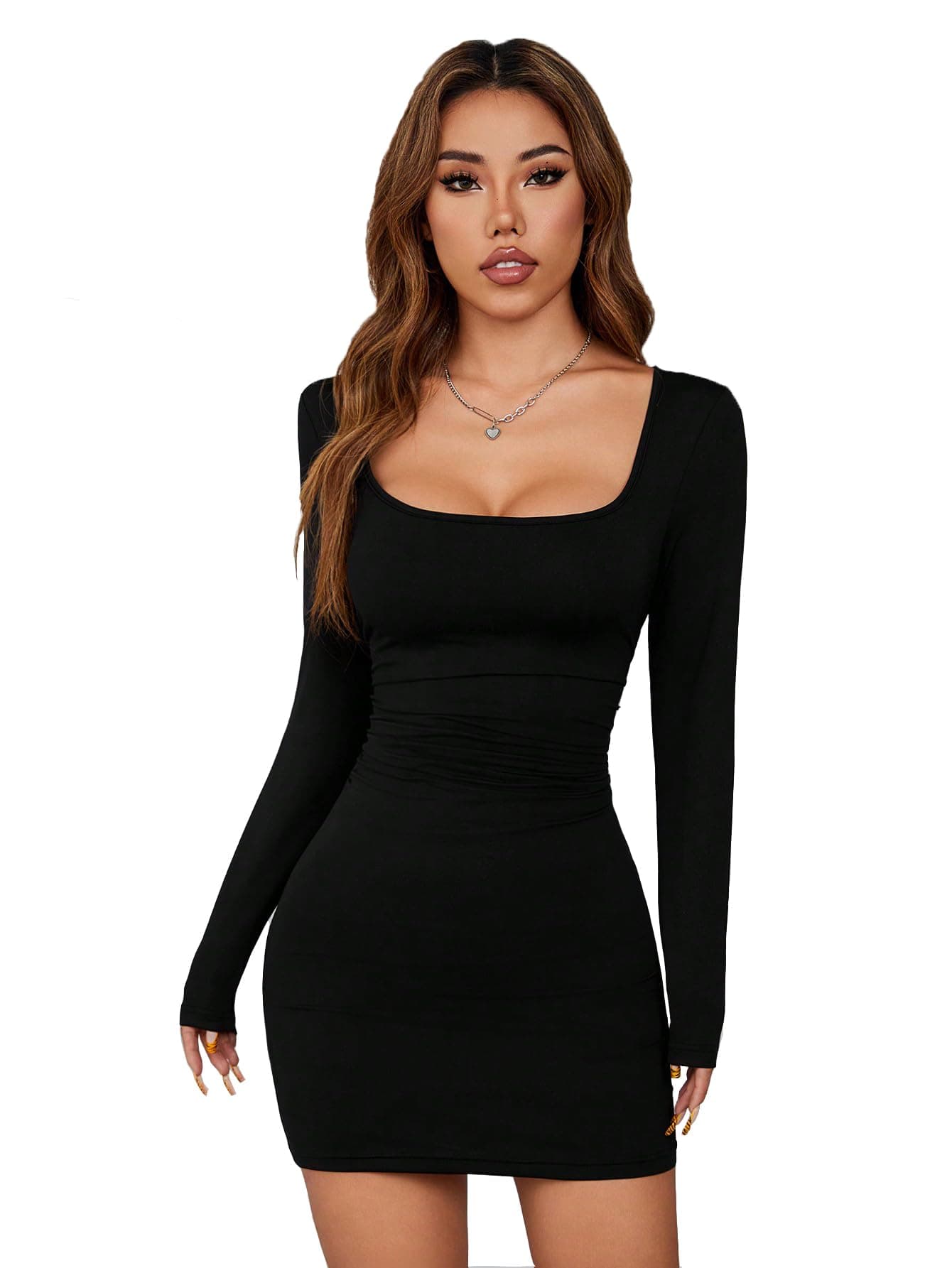 KATECLO Trendy Bodycon Dress for Women | Slim-Fit One-Piece for Girls | Stylish Body-Con Dresses (in, Alpha, XS, Regular, Black)