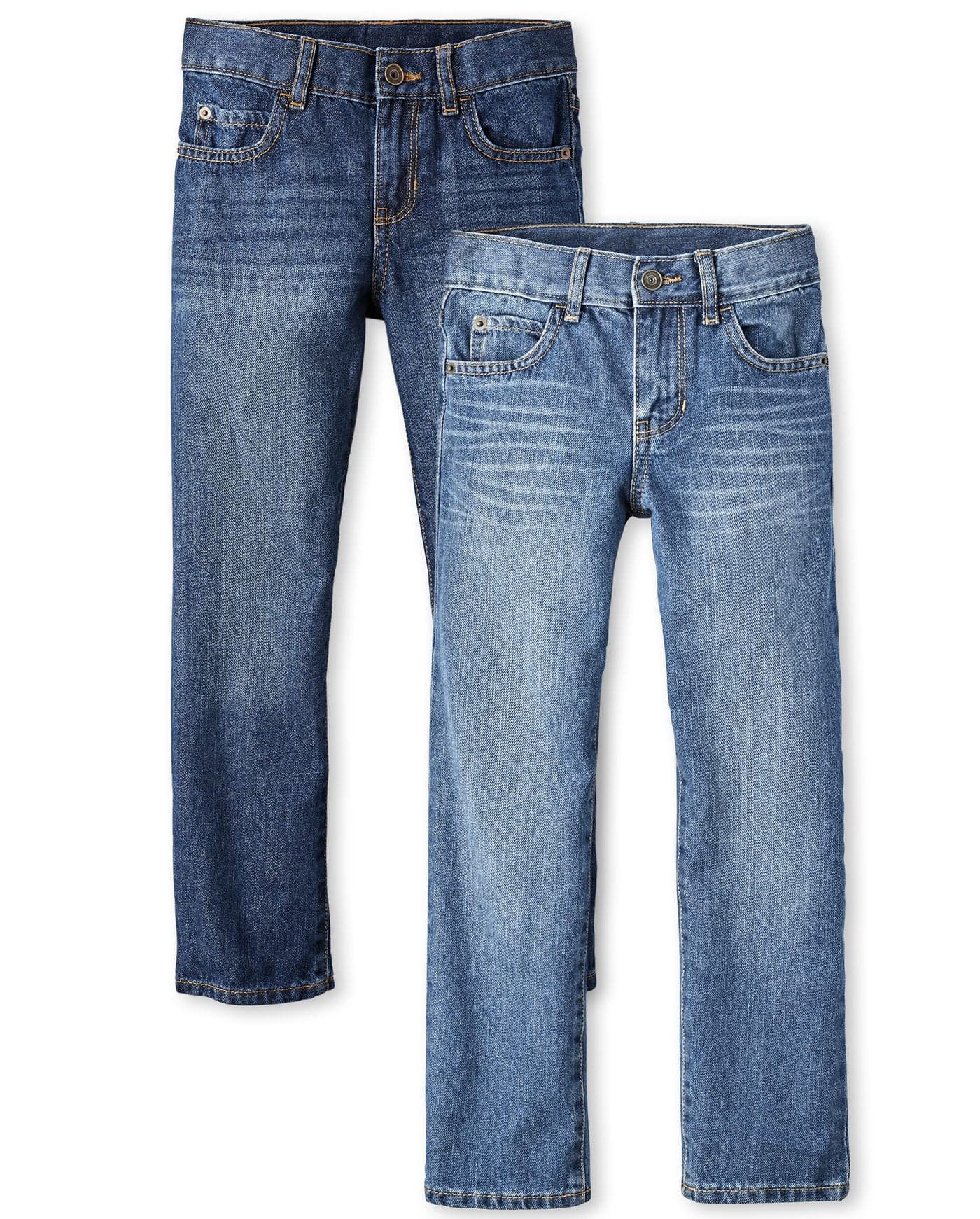 The Children's Place Boys Basic Straight Leg Jeans,Carbon Wash/Dk Juptier 2 Pack,10