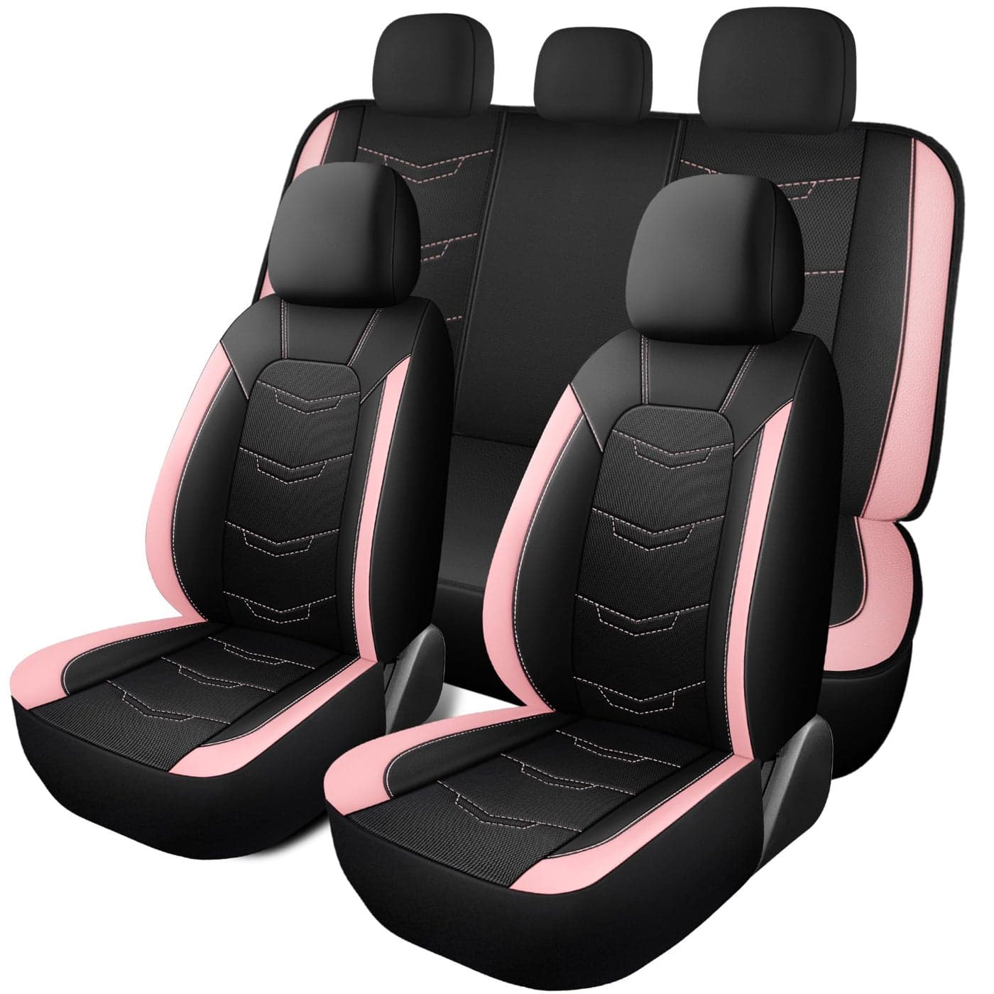 HChengkikz Pink Seat CoversBreathable and Sport Seat CoversAntiSlip Universal Fit Car Seat Covers Full Set for Cars Sedans SUV and TruckFull SeatBlackPinkN2
