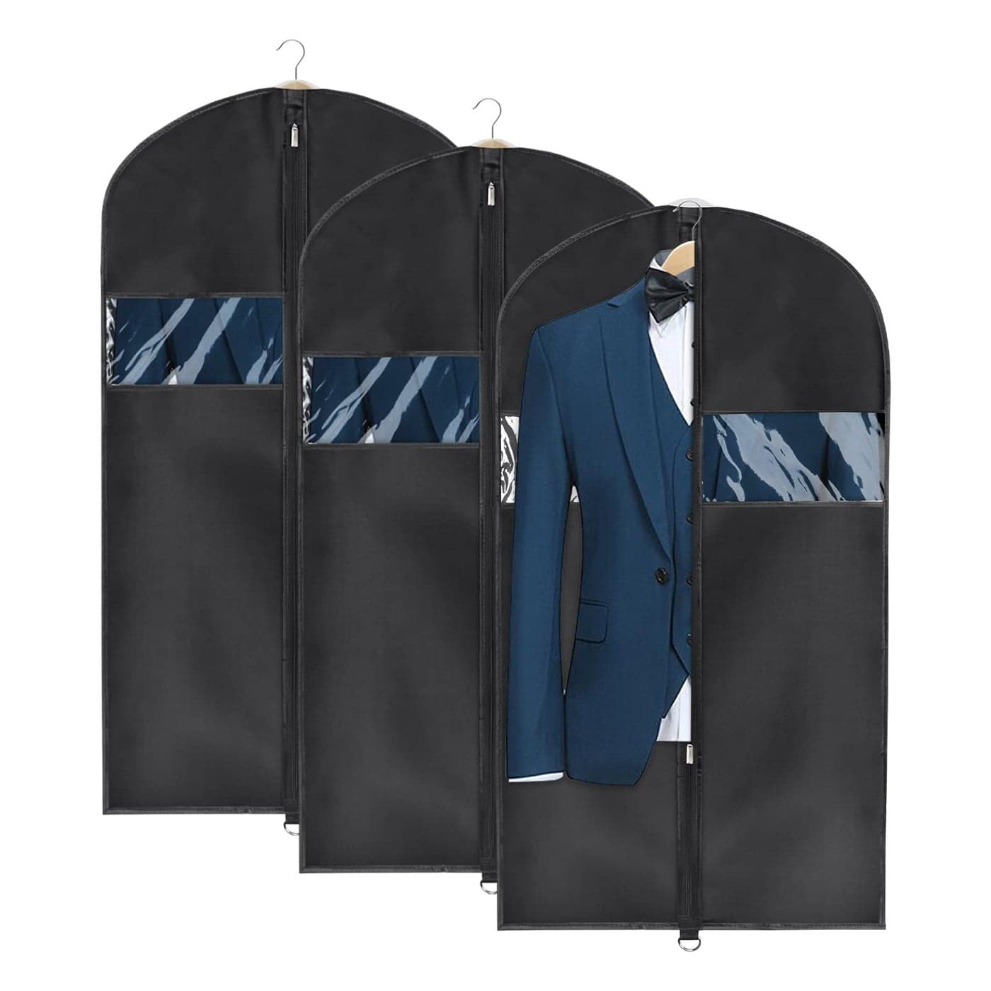 Univivi Garment Bag Suit Bag for Storage and Travel 43 inches Lightweight Study Full Zipper Washable Suit Cover for Dresses Suits Coats Set of 3