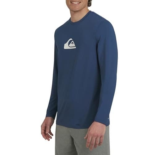 Quiksilver Mens Swimwear Regular Fit UPF 50 Long Sleeve Sun Tee Rash Guard Shirt Ensign Blue XLarge