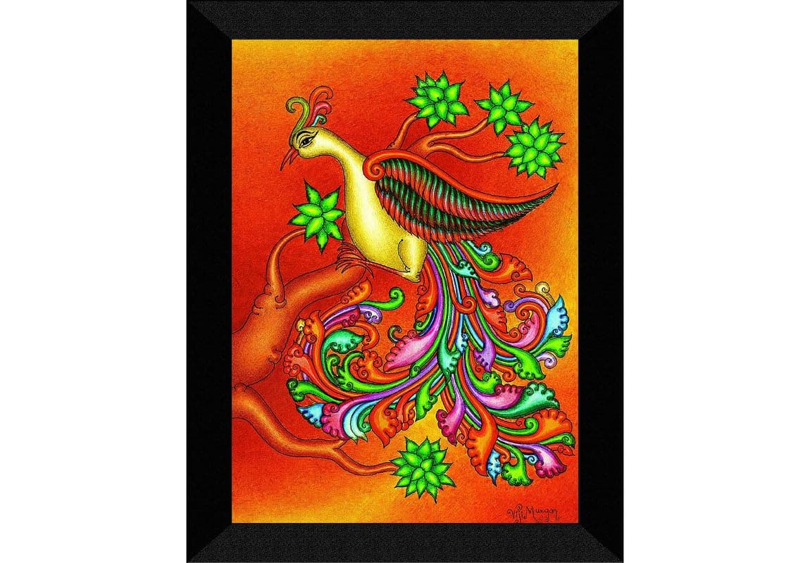 SAF paintings Madhubani Art Black frame painting for Wall DecorationHome and Office OLSANFK33287A