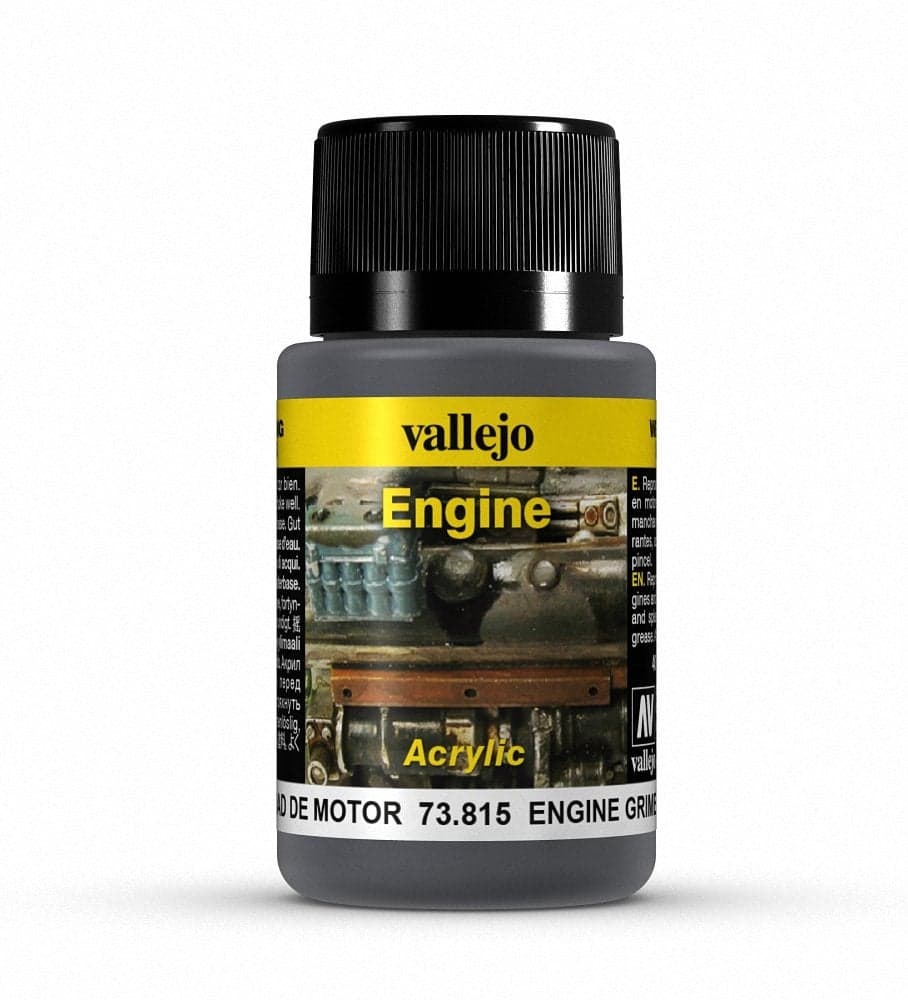 Vallejo - Engine Grime | Weathering FX Engine | Permanent Pigments and Water Based Acrylic Resins | Directly Applicable to the Base | for Miniatures, Scale Models & Dioramas | 40 ml. (1.35 fl.oz.)