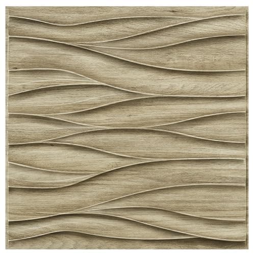 STICKGOO 3D Wall Panels for Interior Wall Decor, Wood 3D Textured Wall Decor Panels, Natural Oak Wave Design Accent Wall Panels for Living Room, Office