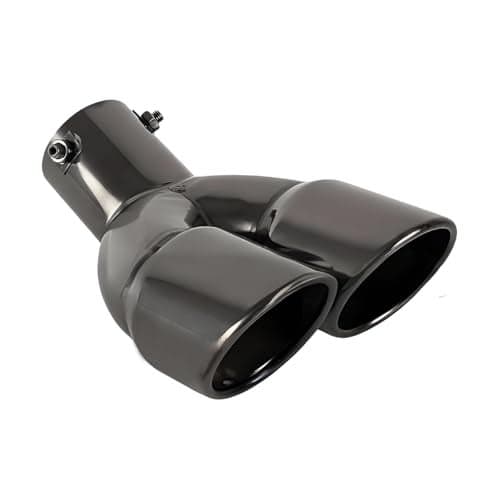OtpOutopa Dual Exhaust Tip 2.5 inch Inlet, Universal Car Exhaust Pipe Tail Throat Tail Pipe Stainless Steel Y Pipe, Adjustable Car Thickened Muffler Slant Cut Tip (Curved,Black Paint)