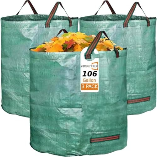 RISETEX Leaf Collector 3Pack 106Gal EcoFriendly Reusable Leaf Bags HeavyDuty SelfStanding Yard Waste Container w4 Handles for Lawn Maintenance Outdoor Recycling