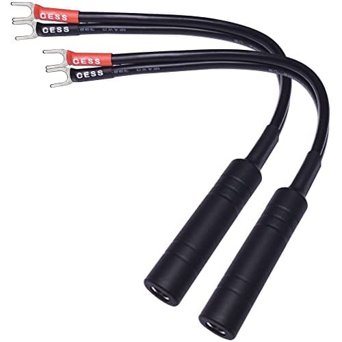 CNCESS Small Spade Fork to 1/4 Inch TS Speaker Cable Adapter, 12AWG Silicone Wire, 6 Inch