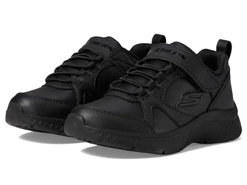 Skechers Girls MICROSPEC Plus Sneaker, Black/Black, 11 Little Kid