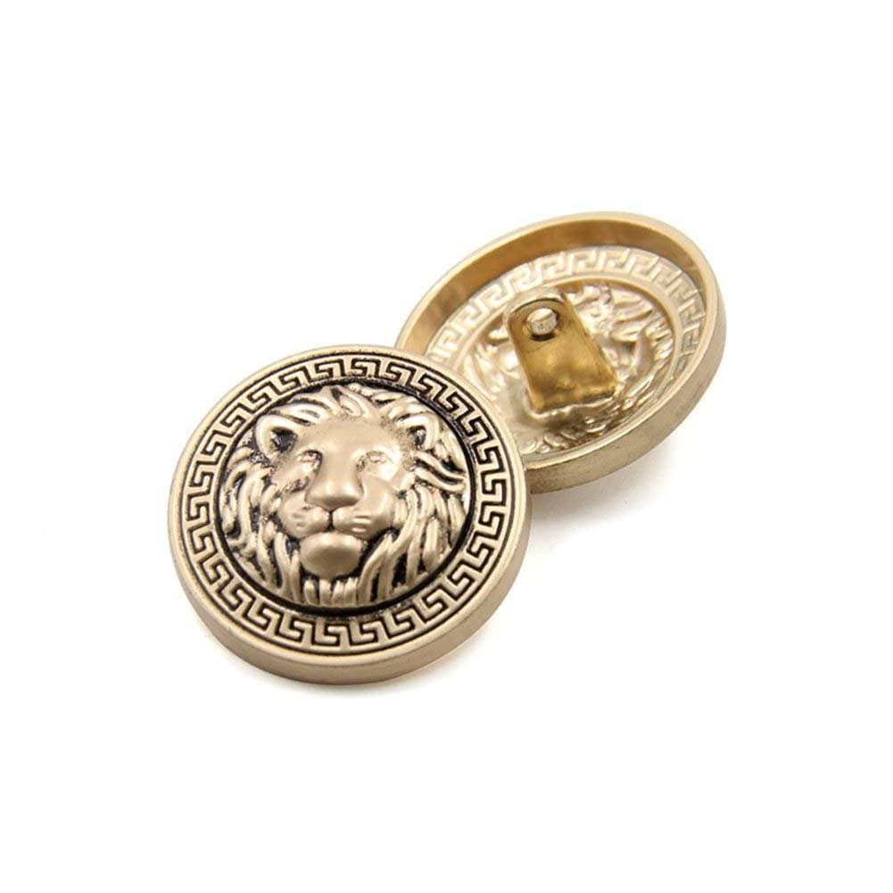 10PCS Clothes Buttons Fashion Lion Head Sewing Button Round Shaped Metal Button Set for Men Women Blazer Coat Uniform Shirt Suit and Jacket Gold 20mm
