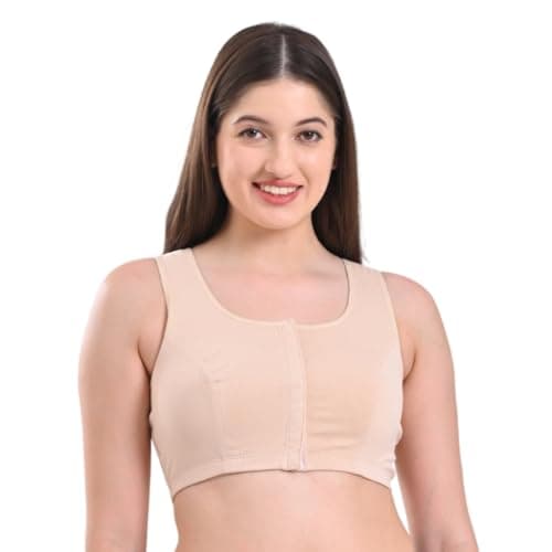 ADIRA | Nonpadded Front Open Bra for Women | Non Padded & Non Wired Bras | High Racer Back for Support & Posture | Wire-Free & Full Coverage | Front Opening | Pack of 1 | Skin | 9XL