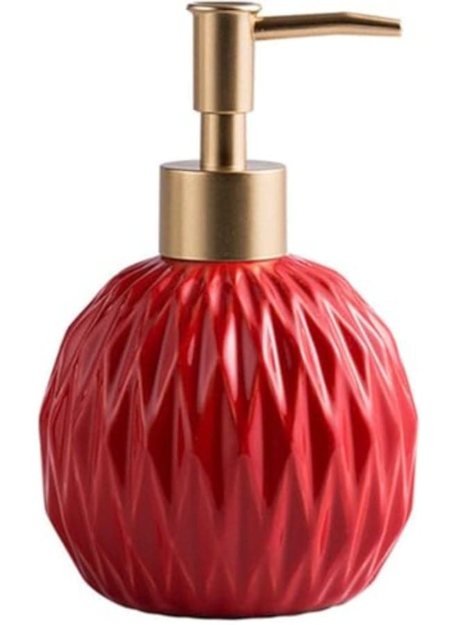 Ceramics Gold Soap Dispenser for Bathroom Relief Soap Dispenser for Kitchen Sink 400ml135Oz Refillable Liquid Hand Soap Bottle with Gold Pump Red