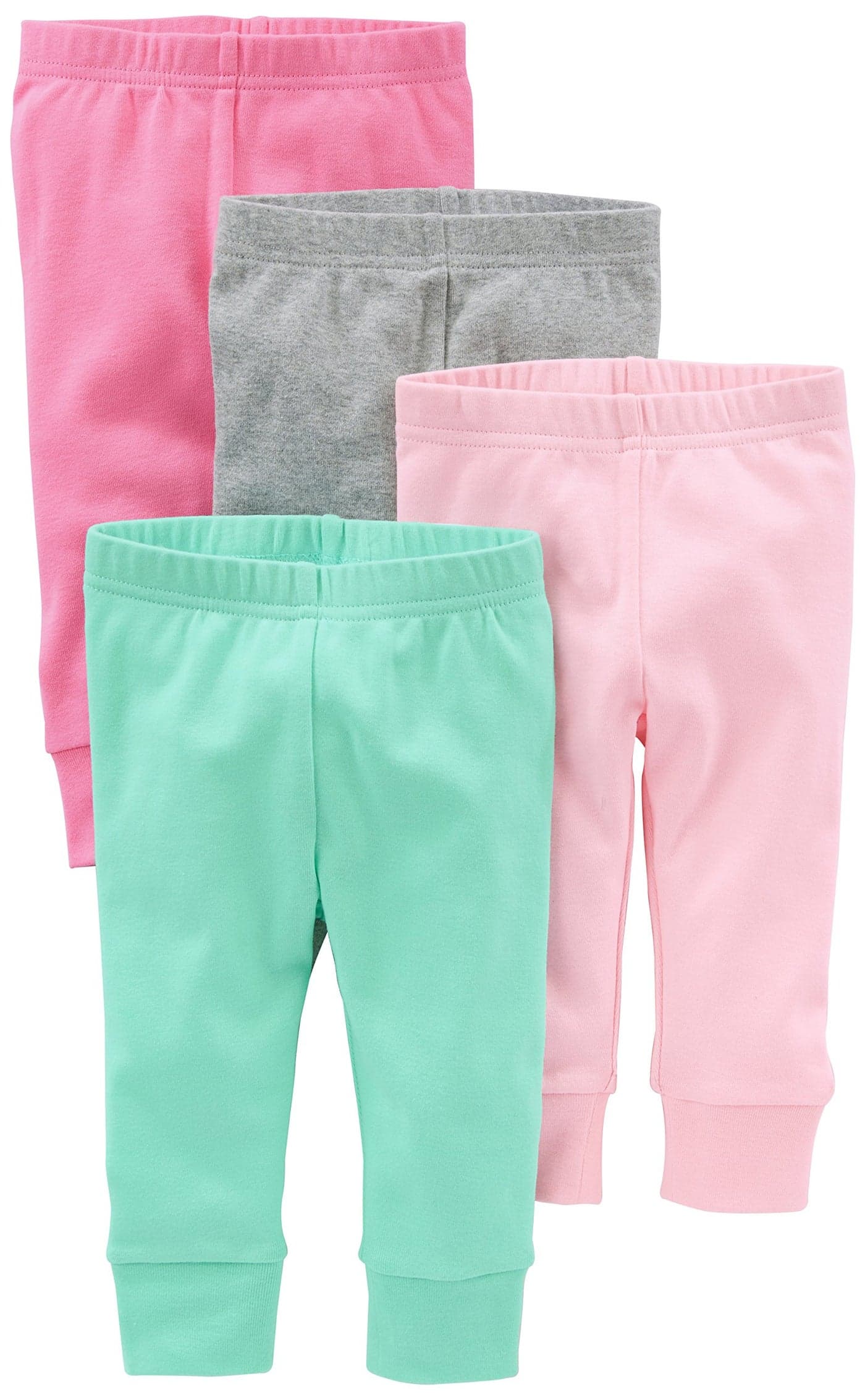 Simple Joys by Carter's Baby Girls' 4-Pack Pant, Mint Green/Pink/Grey, 24 Months