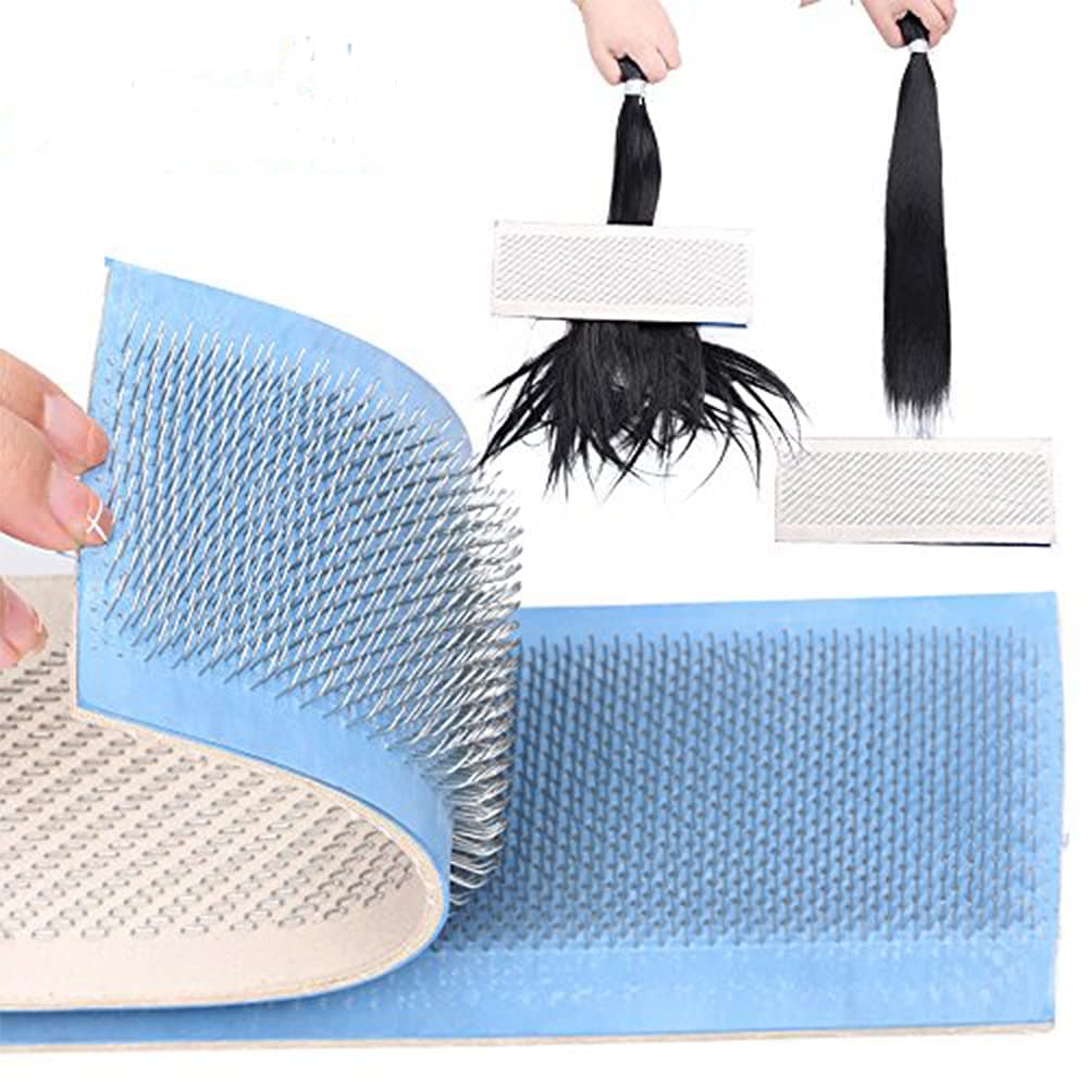 Alileader Hair Holder Drawing Mat For Bulk Hair Extension Professional Hackle Styling Tools Making Lace Wig Tools Drawing Card With Needles 24cm x 9cm