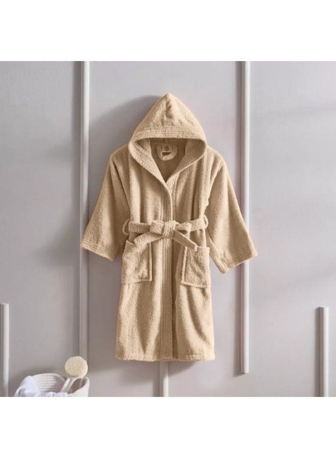 Daffodil (Beige) Premium 10 yr Kids Hooded Bathrobe 100% Terry Cotton, Highly Absorbent and Quick dry, Hotel and Spa Quality Bathrobe for Boy and Girl-400 Gsm