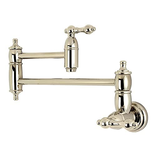 Kingston Brass KS3106AL Restoration Wall Mount Pot Filler Kitchen Faucet, Polished Nickel