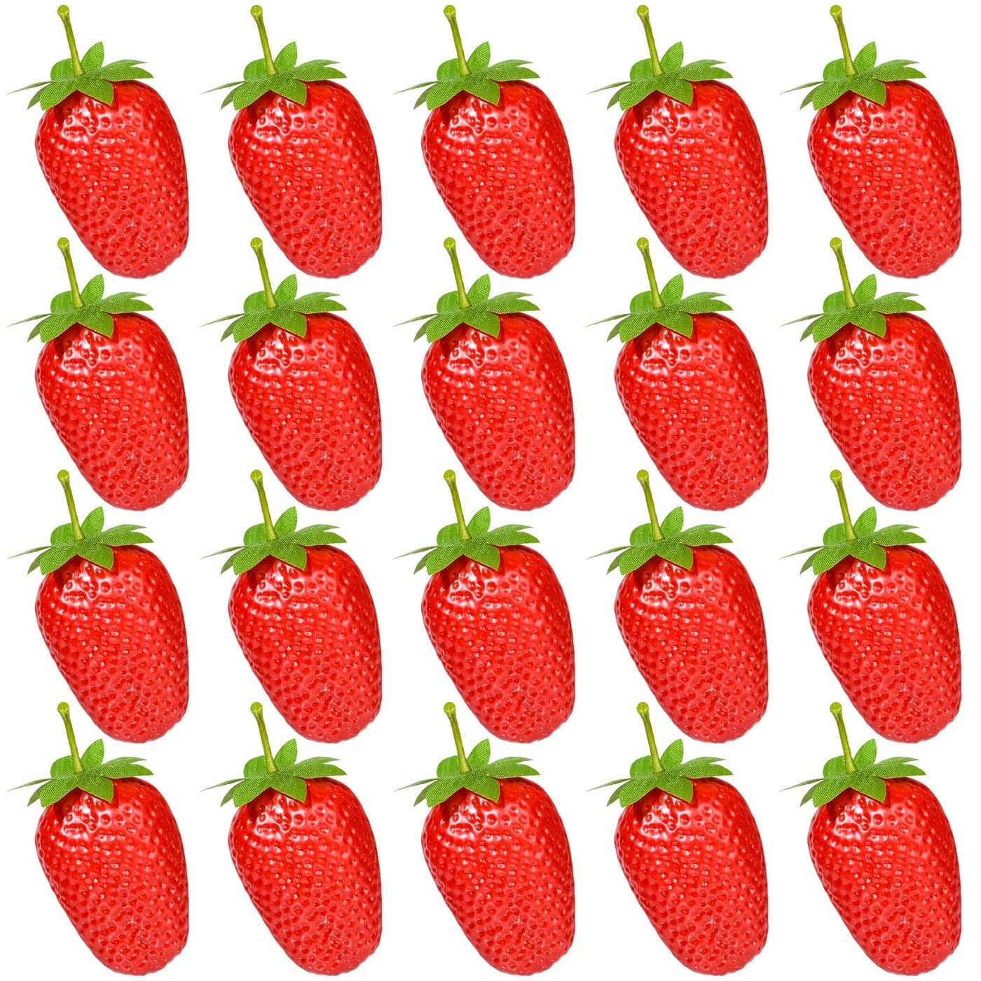 RONRONS 20 Pieces Artificial Strawberry Lifelike Fruit Plastic Strawberries Photography Prop Home Kitchen Cabinet Party Ornament Large