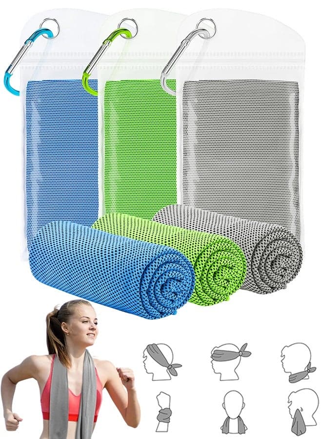 1 Pack 3 Pcs 40"x12" Cooling Towels for Neck & Face, Soft Breathable Ice Towels, Cooling Rags for Yoga, Sports, Running, Workout, Gym, Camping & Fitness
