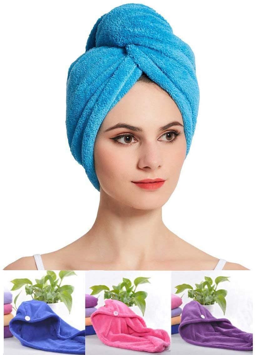 Surat Dream Set of 3 Microfiber Hair Towel Wrap for Women (Multi Color) (Pack of 3)