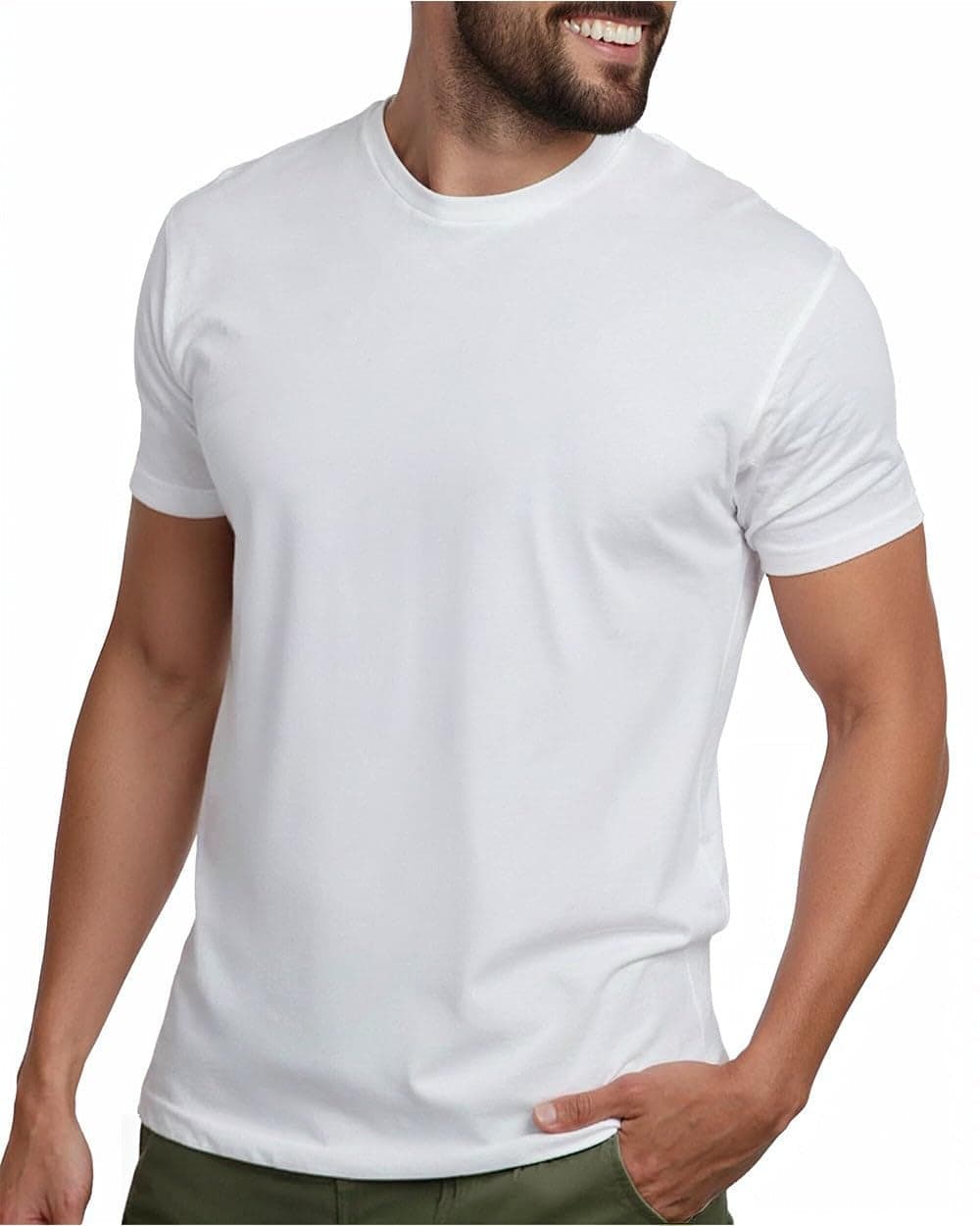 INTO THE AM Men's Plain Basic Tees - Fitted Essential Crewneck Blank T-Shirts Casual Gym Classic Short Sleeve True Fit Fashion Undershirts Tshirts for Guys (White, XX-Large)