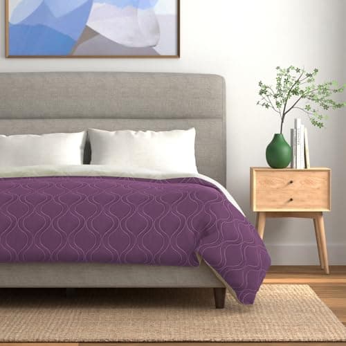 Urban Space Microfibre Reversible All Season Single Bed Blanket for Summer, 3 Layer Solid Quilted Dohar, Reversible Single Bed Dohar/Blanket/Quilt (Plum & Pearl, 225 x 145 CM)