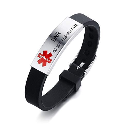 HEABY Medical Alert ID Bracelet Laser Engraved DO NOT RESUSCITATE Adjustable Wristband for Women Emergency First Aid