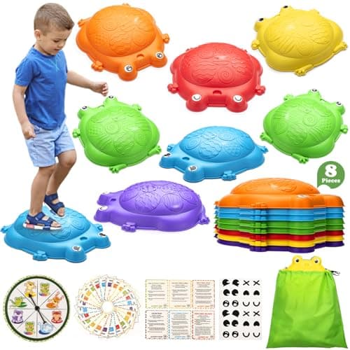 Stepping Stones for Kids Outdoor Toys for Toddlers 35 8 Pcs Frog Balance Step Stone Up to 265lbs Indoor Outdoor Toy for Kids Obstacle Course Sensory Toys for Toddler Ages 38 Gift for Boys Girls