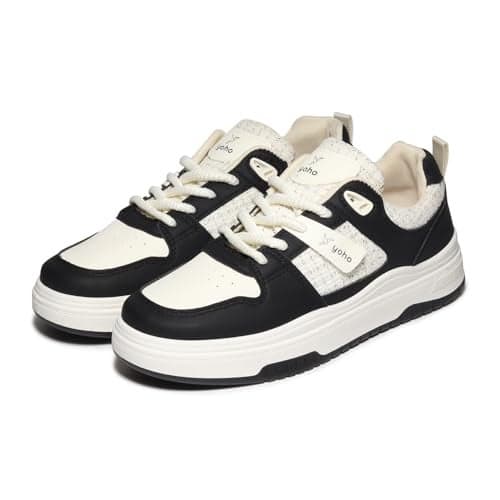 YOHO UrbanDash Sneakers for Woman | Strong Grip, Thick Laces, Cushioned Insoles | Comfortable & Stylish for Everyday Use Shoes for Woman/Girls/Ladies -0736 | Noir - UK 8