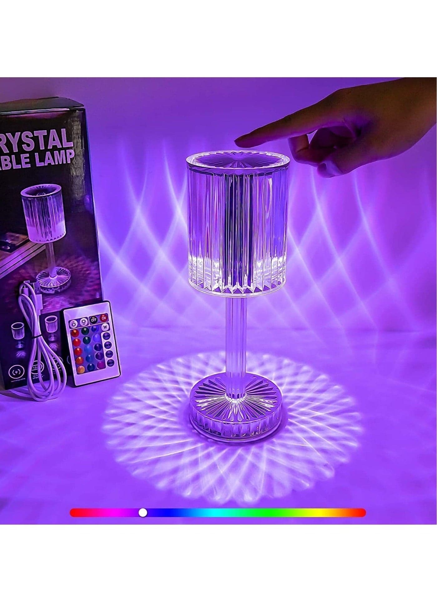 Touching Control Gatsby Crystal Lamp, 16 Colors Changing RGB Touch Lamp , Acrylic Table Lamp with Remote Control, Diamond Bedside Lamp for Nightstand, Living Room, Bedroom, Party Decor