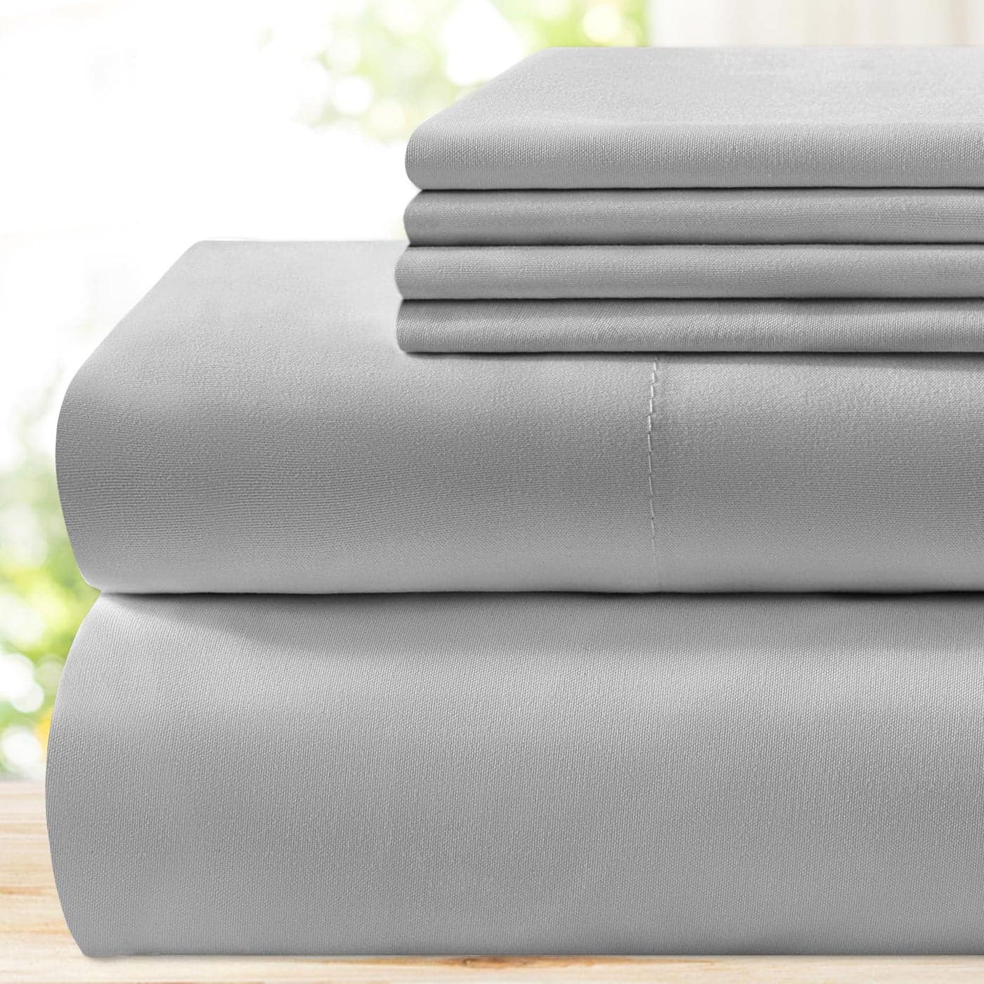 BYSURE Hotel Luxury Bed Sheets Set 6 PieceQueen Light Gray Super Soft 1800 Thread Count 100 Microfiber Sheets with Deep Pockets Wrinkle Fade Resistant