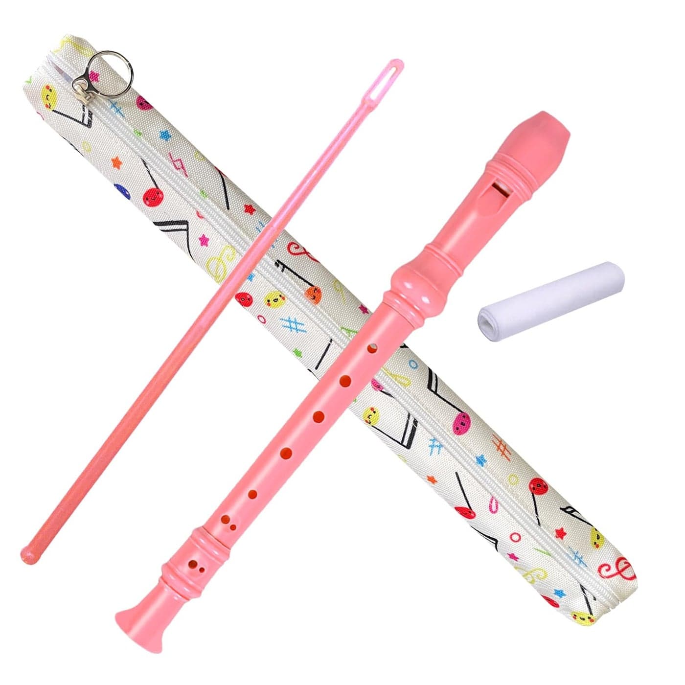 Auteey 8 Hole German style Soprano Recorder for Beginners,Music Flute with Gift Case Bag Cleaning Rod For Home Entertainment (Pink)