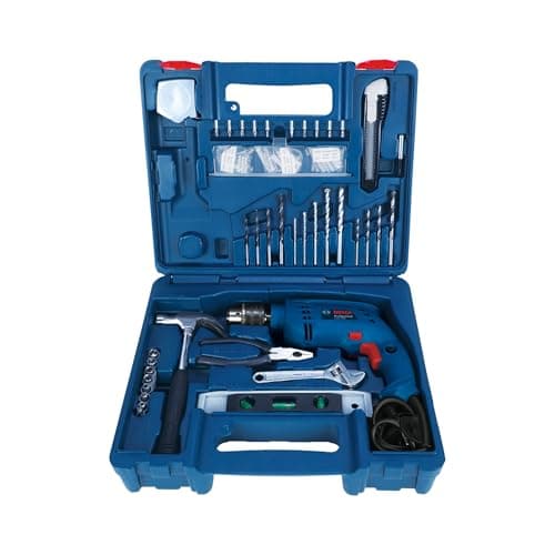 BOSCH GSB 10 RE Corded-Electric Tool Kit | 100-piece Tools Box Kit | Power Supply 500W | Impact Drill Machine | Impact Rate upto 41600 BPM | Speed upto 2600 RPM | 1 Yr Warranty