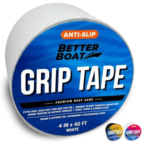 Better Boat Anti Slip Tape for Outdoor Stair Treads, Non-Skid Grip for Stairs and Steps, 4" x 40ft Roll, White Waterproof Traction, Weather-Resistant Friction Floor Tread for Dogs and Steps